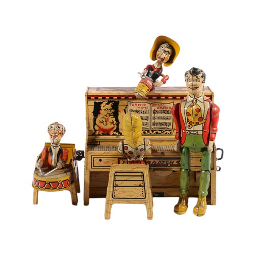 10 - Rare tinplate clockwork music band 'Lil' Abner and his Dogpatch Band' made by Unique Art Manufacturi... 