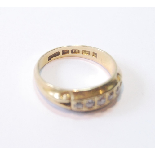 19 - 18ct gold half hoop ring with five old-cut diamonds, 1883, size L, 3g.