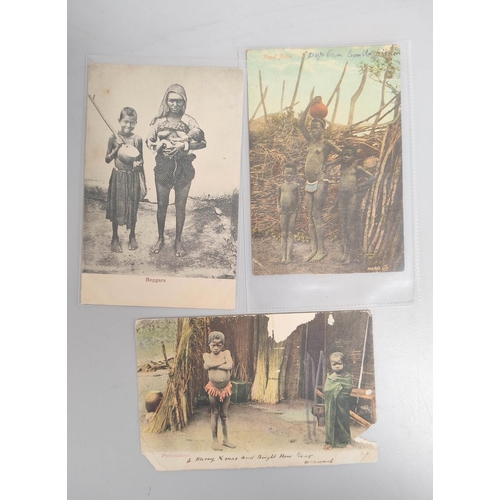 203 - Bag containing over 100 early 20th century postcards mostly of egyptian, Indian & middle eastern... 