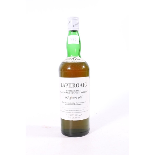 158C - LAPHROAIG 10 year old unblended Islay single malt Scotch whisky, pre Royal Warrant bottling with whi... 