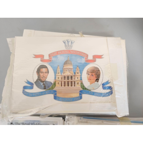 182 - Box containing a large quantity of stamps, first day covers and albums relating to the Royal Wedding... 