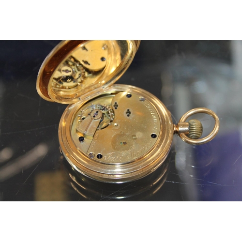 454 - 18ct gold cased full hunter keyless pocket watch by James Thomson of Dumfries, the dust cover with i... 