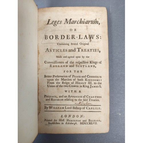 294 - NICOLSON WILLIAM, Lord Bishop of Carlile.  Leges Marchiarum or Border-Laws. Rubbed calf, splitting a... 