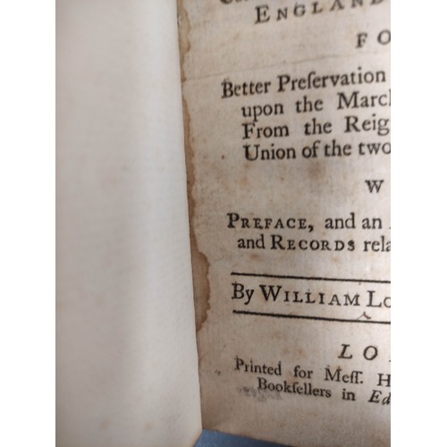 294 - NICOLSON WILLIAM, Lord Bishop of Carlile.  Leges Marchiarum or Border-Laws. Rubbed calf, splitting a... 