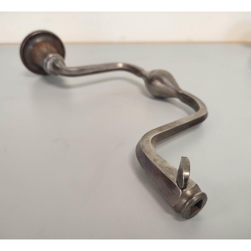 220 - Two Victorian steel hand drills with hard wood hand rests. The first by Buck is stamped W.R Hide tow... 