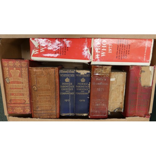 7 - Reference.  A carton of various vols. incl. Debrett's & Whitaker's Peerage.... 