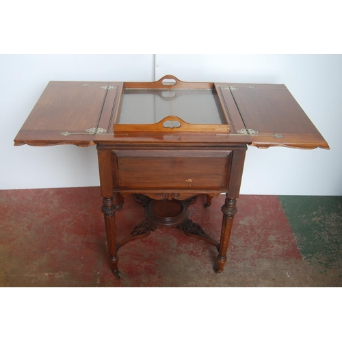 343 - 'The Eclipse' patent mahogany cocktail/drinks cabinet, patent no. 15398, the two-division top openin... 