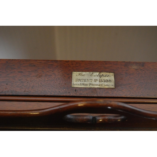 343 - 'The Eclipse' patent mahogany cocktail/drinks cabinet, patent no. 15398, the two-division top openin... 