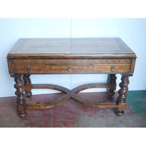 352 - Walnut inlaid desk in the William & Mary taste, decorated all over with oyster walnut-style pane... 