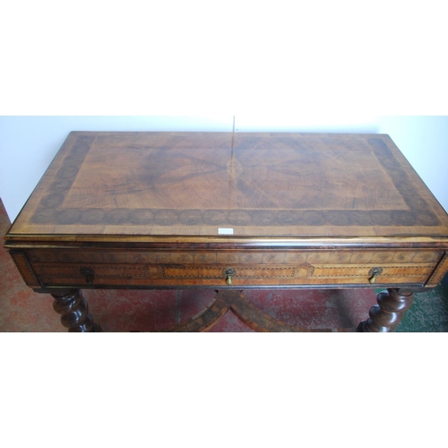 352 - Walnut inlaid desk in the William & Mary taste, decorated all over with oyster walnut-style pane... 