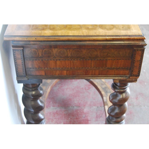 352 - Walnut inlaid desk in the William & Mary taste, decorated all over with oyster walnut-style pane... 