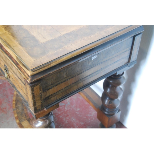 352 - Walnut inlaid desk in the William & Mary taste, decorated all over with oyster walnut-style pane... 