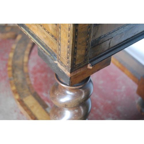 352 - Walnut inlaid desk in the William & Mary taste, decorated all over with oyster walnut-style pane... 