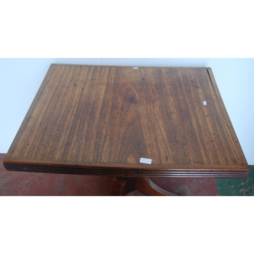 364 - 19th century mahogany tea table, the snap action rectangular top on a turned column and tripod suppo... 