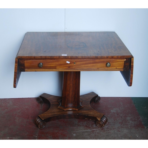 365 - Late Regency mahogany sofa table in the manner of Gillows, the rectangular top with drop ends above ... 