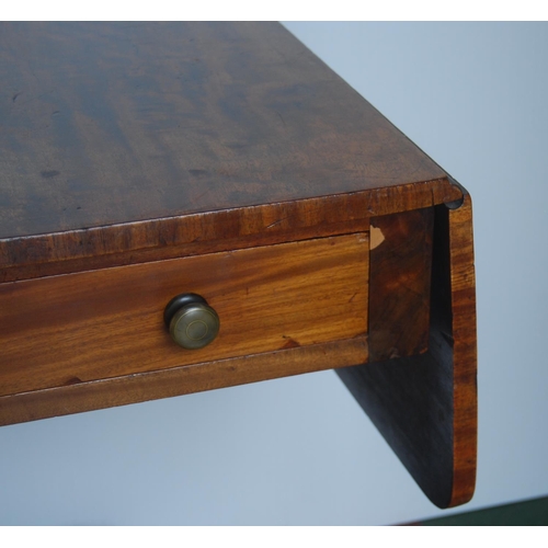 365 - Late Regency mahogany sofa table in the manner of Gillows, the rectangular top with drop ends above ... 