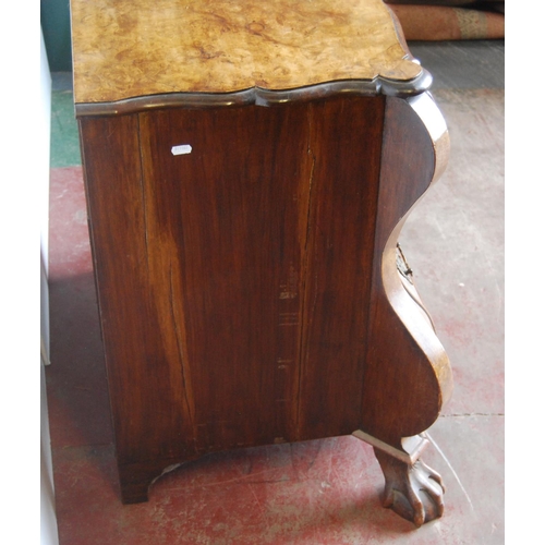 367 - Early 19th century Dutch walnut bombé chest of four graduated drawers, on ball and claw feet, 78cm h... 