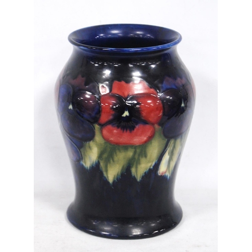 177 - Moorcroft Pansy pattern vase, with tubed lined decoration, glazed in blue, stamped to the underside,... 