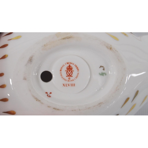180 - Four Royal Crown Derby paperweights modelled as an owl, pig, bird and a fox, stopper to the undersid... 