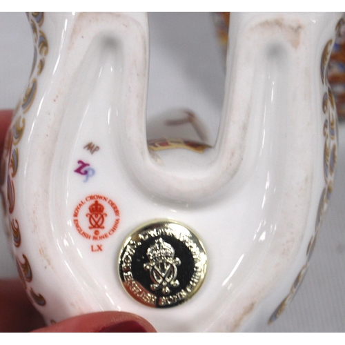 181 - Four Royal Crown Derby animal paperweights modelled as a teddy bear, owl, duck and a swan, stopper t... 
