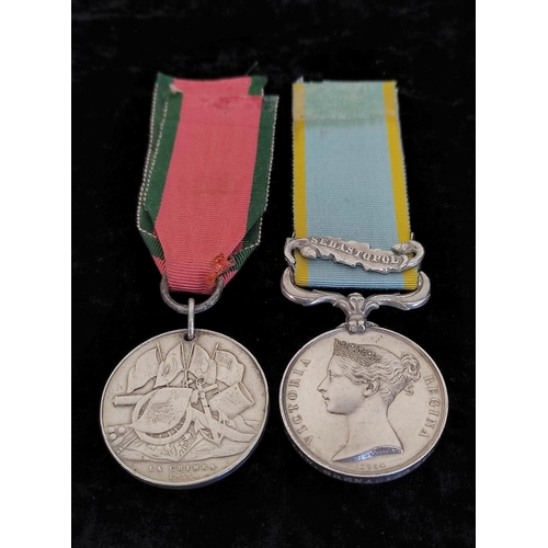 143 - Crimea War- Medal pair to include an 1854 Crimea medal with Sebastopol clasp officially impressed an... 