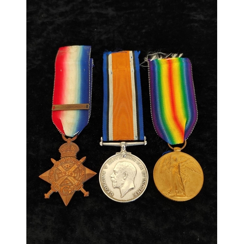 145 - WW1- Mons Star medal trio awarded to PTE G.R Bird 9094 Liverpool Regiment comprising of a 1914 Mons ... 