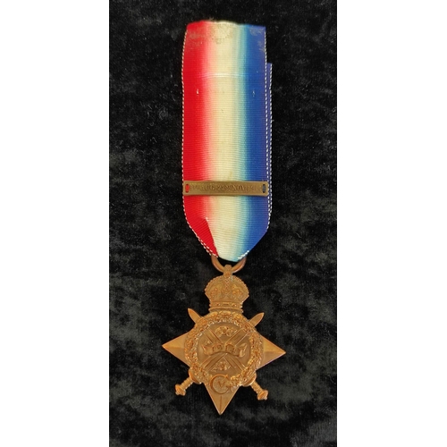 145 - WW1- Mons Star medal trio awarded to PTE G.R Bird 9094 Liverpool Regiment comprising of a 1914 Mons ... 