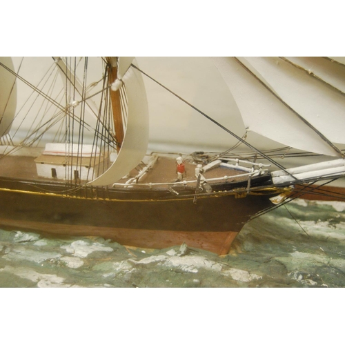 148 - Late Victorian model of a clipper enclosed in a mahogany glazed display case, overall 57cm high, 80c... 