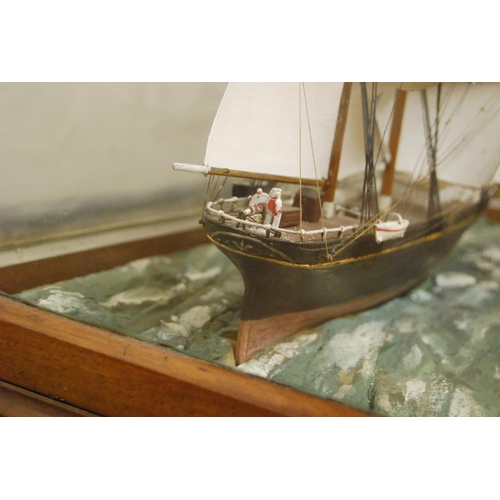 148 - Late Victorian model of a clipper enclosed in a mahogany glazed display case, overall 57cm high, 80c... 