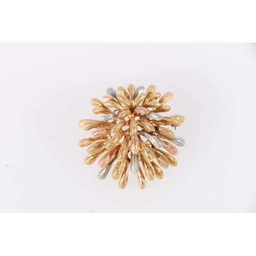 119 - 18ct gold tri-colour starburst brooch, 16.5g.