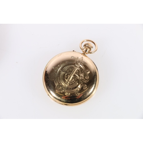 128 - Lady's 18ct gold pocket watch, Chester 1892, gross weight 56.1g, initialled to back C C J, in leathe... 