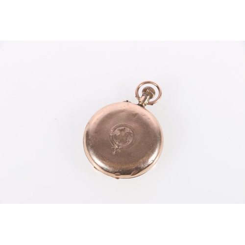 129 - 9ct gold gent's pocket watch, with enamelled face and second subsidiary dial, (second hand missing),... 