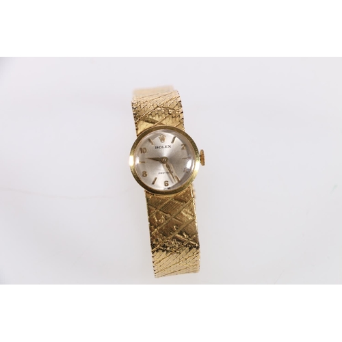 151 - Ladies 9ct gold Rolex precision wristwatch on 9ct gold strap, 30.7g.