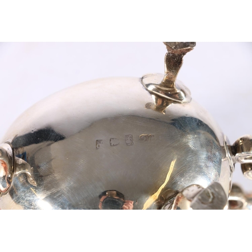 27 - 18th Century sterling silver sauce boat with scroll handle, London, 1756-1775, makers marks rubbed, ... 