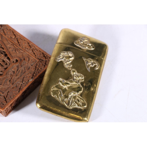 367 - A group of Oriental items to include a Chinese 19th century carved sandalwood card case, a Japanese ... 