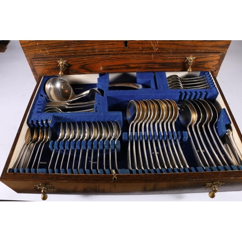 50A - Viners Ltd of Sheffield silver plated two drawer canteen of cutlery (some losses) in fitted oak case... 