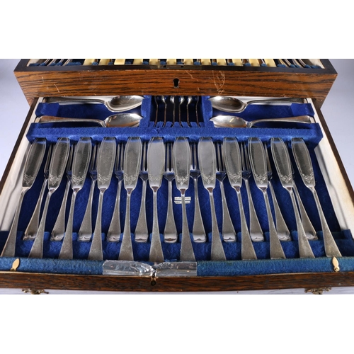 50A - Viners Ltd of Sheffield silver plated two drawer canteen of cutlery (some losses) in fitted oak case... 