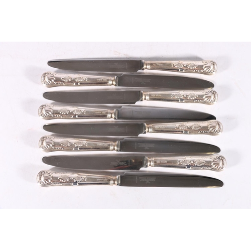 56 - Set of eight sterling silver handled table knives, Roberts and Belle Ltd, Sheffield, 1938/1963?
