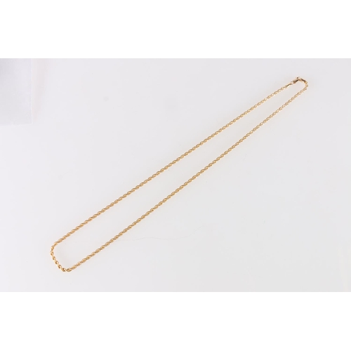 72 - 18ct gold rope twist neck chain, the clasp stamped '750', 56cm long, 6.5g.