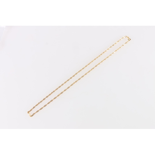 73 - 18ct gold flattened curb link neck chain, the hoop stamped '750'  51cm long, 6.0g.