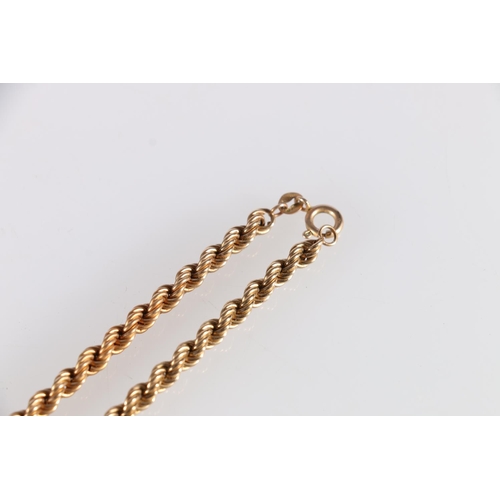 75 - 9ct gold rope twist neck chain, the hoop stamped '375', 45cm long, 10.6g.