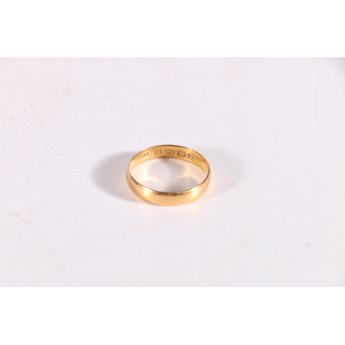 80 - 22ct gold wedding band, maker W.M, size P, 3.1g.