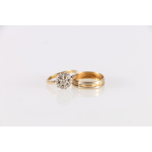 83 - 18ct gold wedding band, makers marks S&W London, size P 3.3g and 18ct gold diamond set dress rin... 