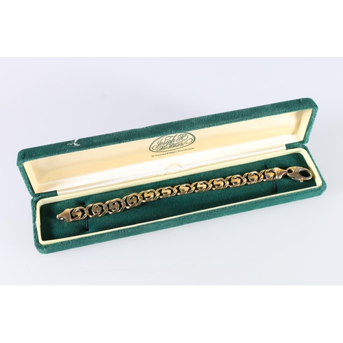 86 - 9ct gold large fancy curb link bracelet, the terminals stamped '375', 27.8g in Joseph Bonnar of Edin... 