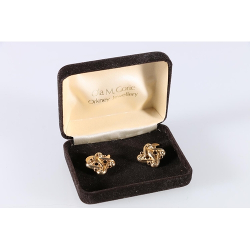 87 - Pair of 9ct gold cufflinks by Ola Marie Gorie modelled on the carved decoration on a box found in 18... 