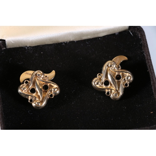 87 - Pair of 9ct gold cufflinks by Ola Marie Gorie modelled on the carved decoration on a box found in 18... 