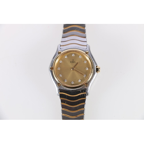 90S - Ladies Ebel sport classic stainless steel and 24k gold electroplated wristwatch.