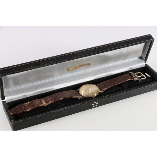 90T - Gents 9ct gold cased Eterna wristwatch.