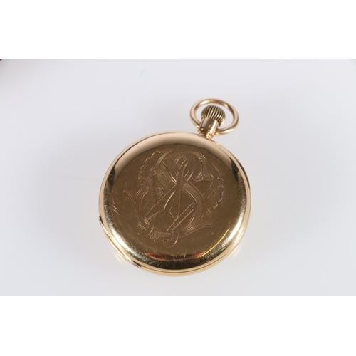 90V - 18ct gold open face Thompson & Vine of London pocket watch having lever movement, roman numerals... 