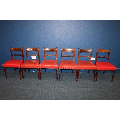 572 - Set of four Regency style mahogany bar back and rope twist dining chairs and two others later. (6)